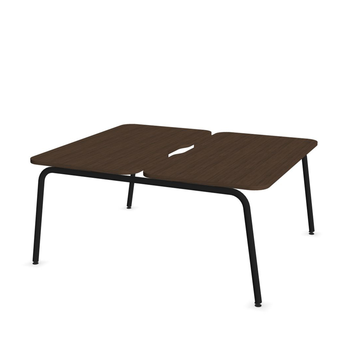 Dobbelt skrivebord Round, Design Black / Dark Walnut, Bredde 120 cm