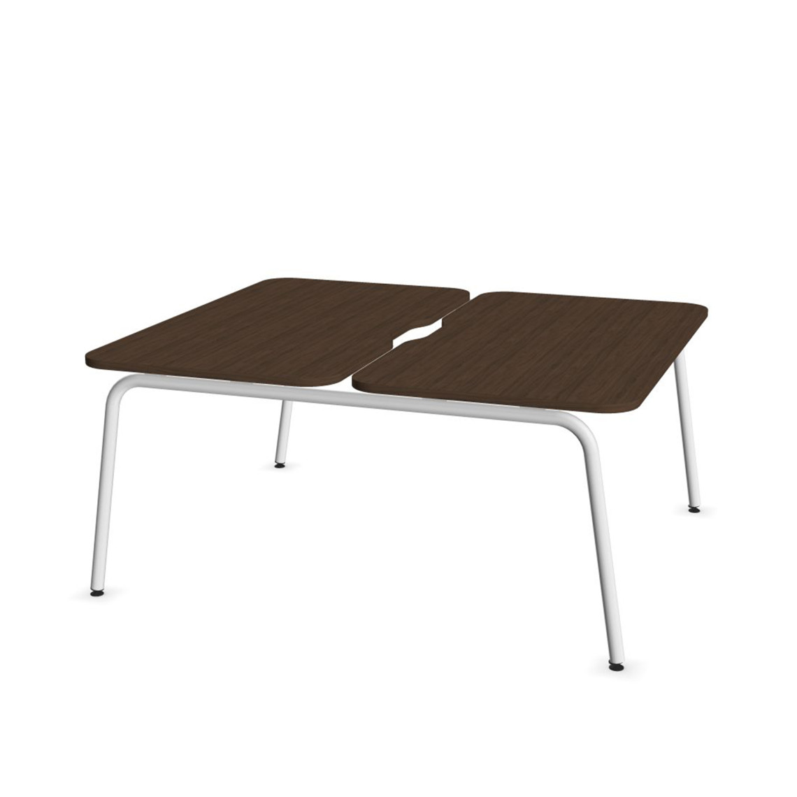 Dobbelt skrivebord Round, Design White / Dark Walnut, Bredde 120 cm