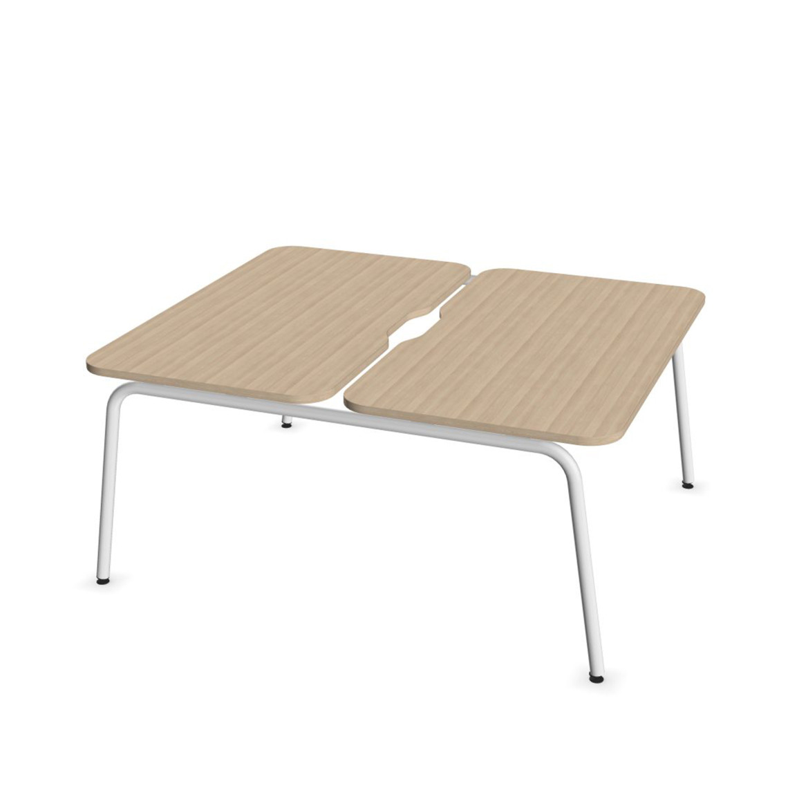 Dobbelt skrivebord Round, Design White / Sand Ash, Bredde 120 cm