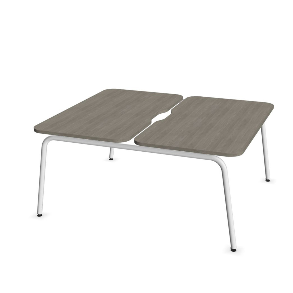Dobbelt skrivebord Round, Design White / Grey Wood, Bredde 120 cm