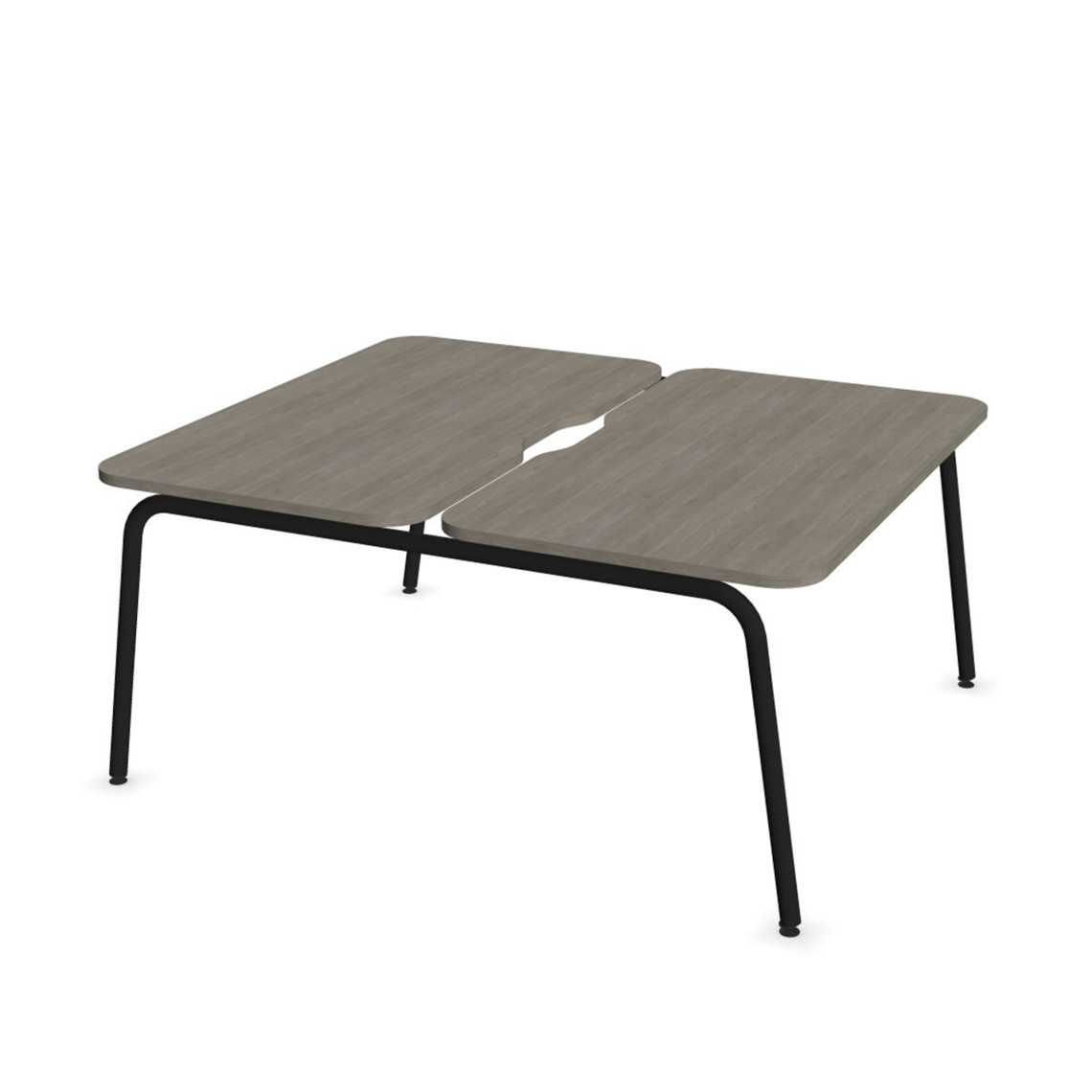 Dobbelt skrivebord Round, Design Black / Grey Wood, Bredde 120 cm