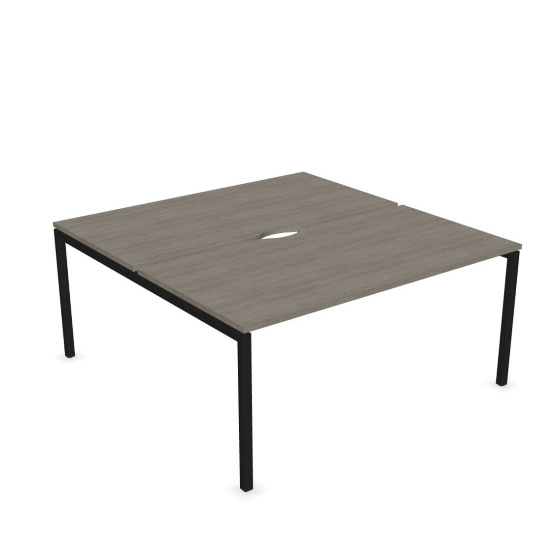 Dobbelt skrivebord Nova U, Design Black / Grey Wood, Bredde 120 cm
