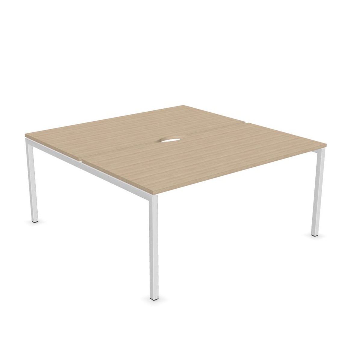 Dobbelt skrivebord Nova U, Design White / Sand Ash, Bredde 120 cm