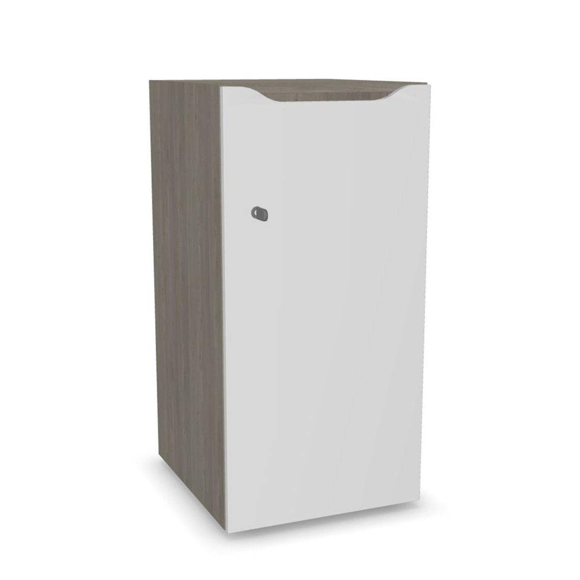 Skab Choice - 1 dør & brevinkast, Farve Grey Wood / White door