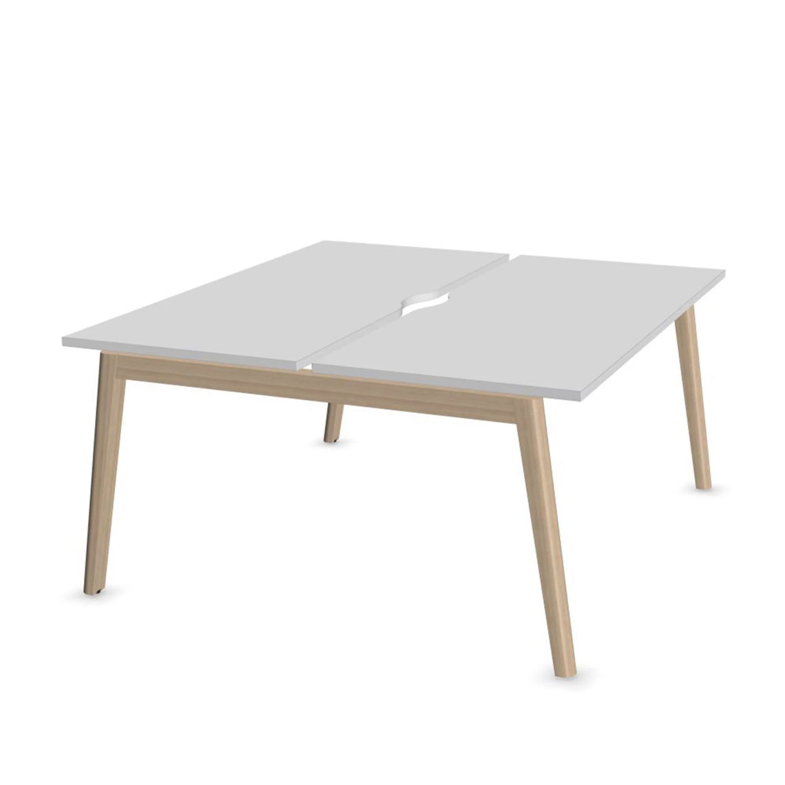 Dobbelt skrivebord Nova Wood, Design Ash Stained Light Grey / White, Bredde 120 cm