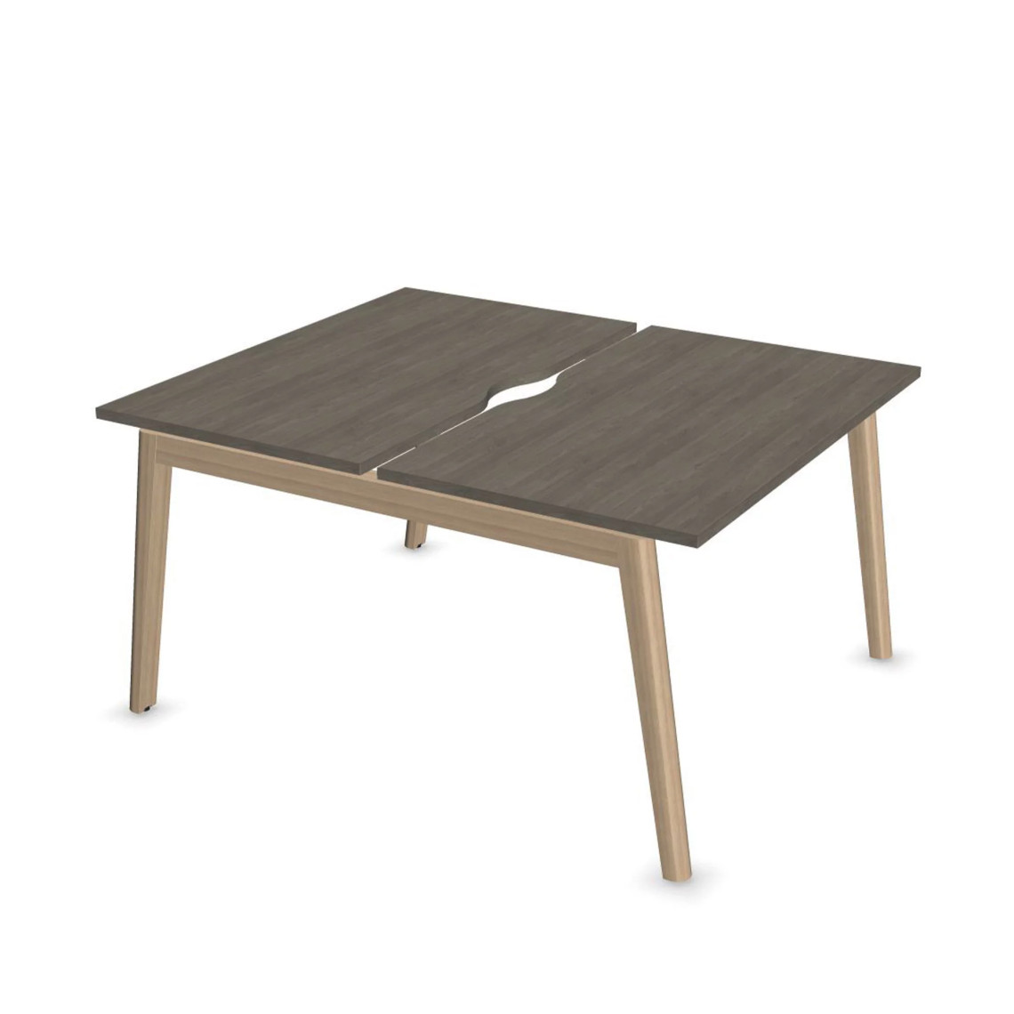 Dobbelt skrivebord Nova Wood, Design Ash Stained Light Grey / Grey Wood, Bredde 120 cm