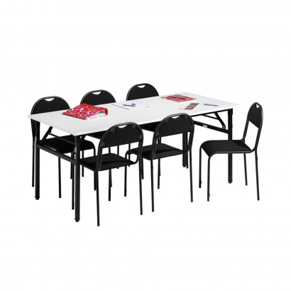 Ruokailuryhmä 6 henkilölle - RX002 tuoleilla ja valkoisella Starko-pöydällä