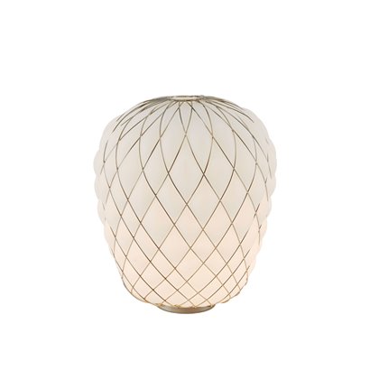 Pinecone - Bordslampa Vitt glas med guldig metallbur