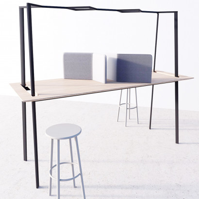 Gather – projektipöytä, harmaa/ valkoinen