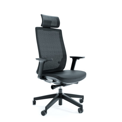 Chaise de bureau Ergo 312 - Noire avec appuie tête