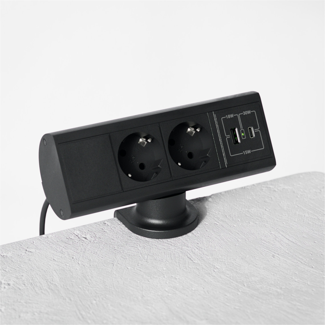 Bloc multiprise Power Desk - 2 prises électriques, 1 USB-A, 1 USB-C