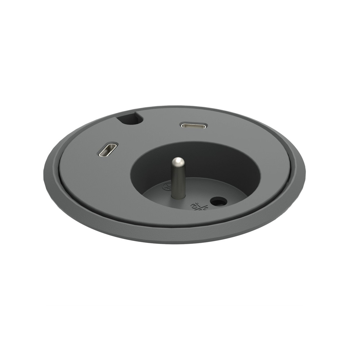 Prise pour bureau Powerdot 17 - 1 prise électrique, 1 USB-C, 1 trou de passage de câble