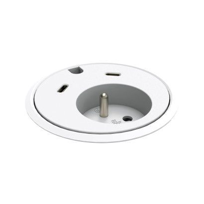 Prise pour bureau Powerdot 17 - 1 prise électrique, 1 USB-C, 1 trou de passage de câble
