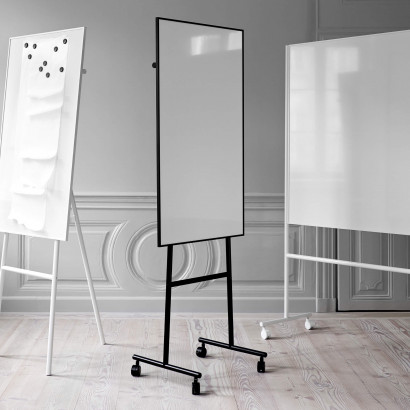 Tableau blanc mobile ONE - magnétique, sur roulettes