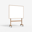 Tableau blanc Mobil Wood - Cadre et pied en chêne, sur roulettes