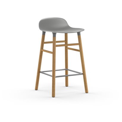 Tabouret Form - 65 cm, pieds en bois, siège en plastique