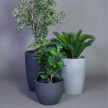 Pot de fleurs ronds Verona & Padua - Gris & gris foncé