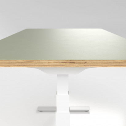 Bureau assis debout Premium Plus - Linoleum, 120x70 cm