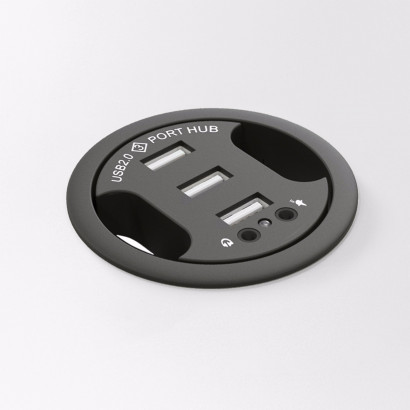 Axessline Satellite Multiprise - 3 ports USB 2 Trous de câbles 2 Audio