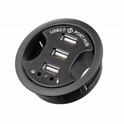 Axessline Satellite Multiprise - 3 ports USB 2 Trous de câbles 2 Audio