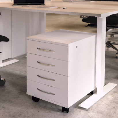 Caisson de bureau à roulettes avec 4 tiroirs et serrure