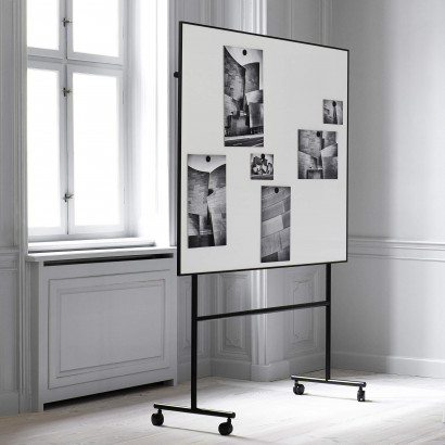 Tableau blanc mobile ONE - magnétique, double face, sur roulettes