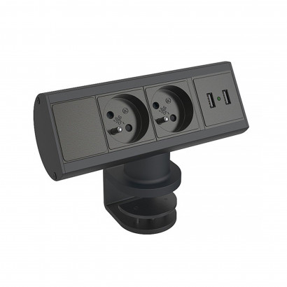 Prise de bureau Axessline Desk - 2 prises électriques , 2 ports USB-A, noir