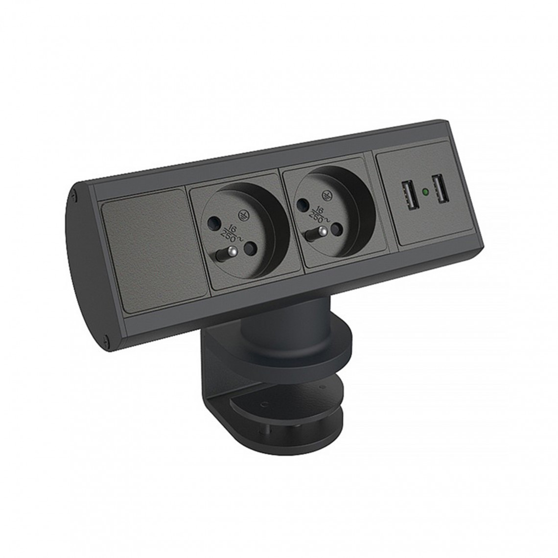 Cache Prise de Courant USB - 2x USB-A - 54x54 - Blanc - Lampesonline