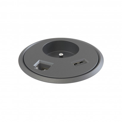 Prise pour bureau Powerdot 12 - 1 prise électrique, 1 port ethernet, 1 port USB-A
