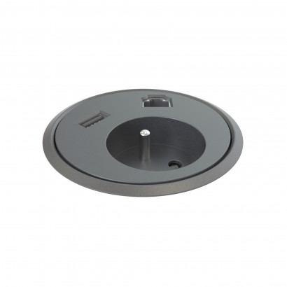 Prise pour bureau Powerdot 12 - 1 prise électrique, 1 port ethernet, 1 port USB-A