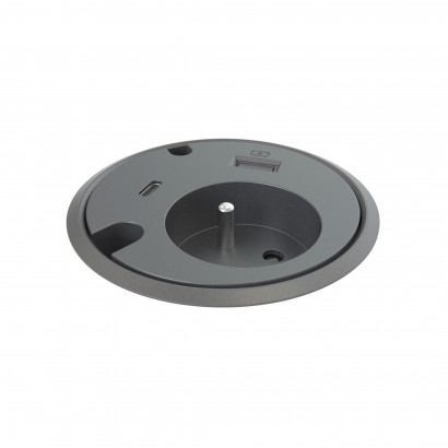 Prise pour bureau Powerdot 16 - 1 prise électrique, 1 port USB/A , 1 port USB/C, 2 trous de passage de câble
