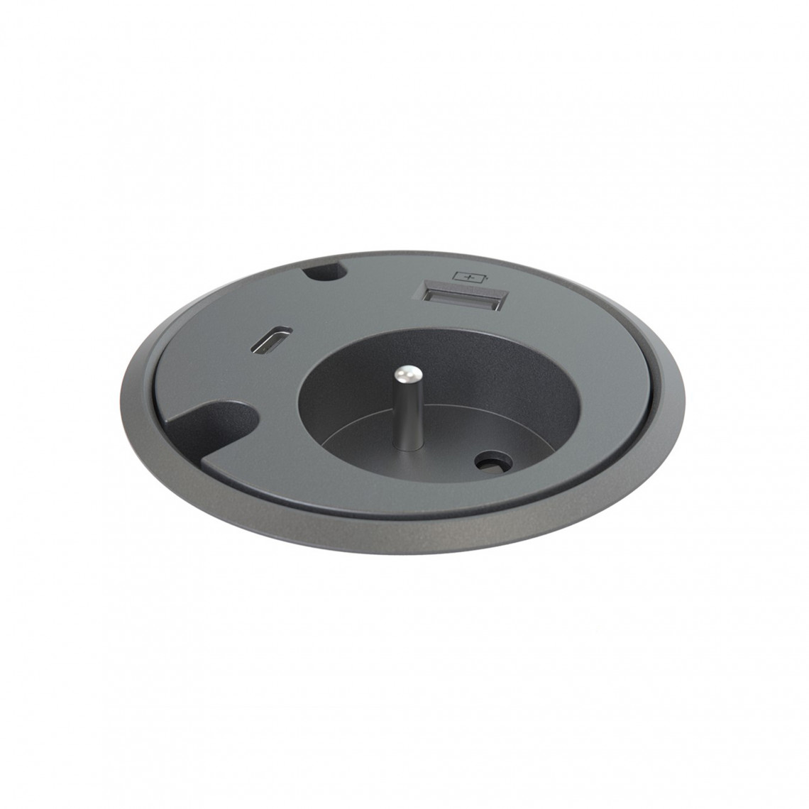 Prise pour bureau Powerdot 16 - 1 prise électrique, 1 port USB/A , 1 port USB/C, 2 trous de passage de câble