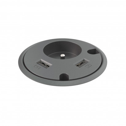 Prise pour bureau Powerdot 14 - 1 prise électrique, 2 ports USB, 2 trous de passage câble