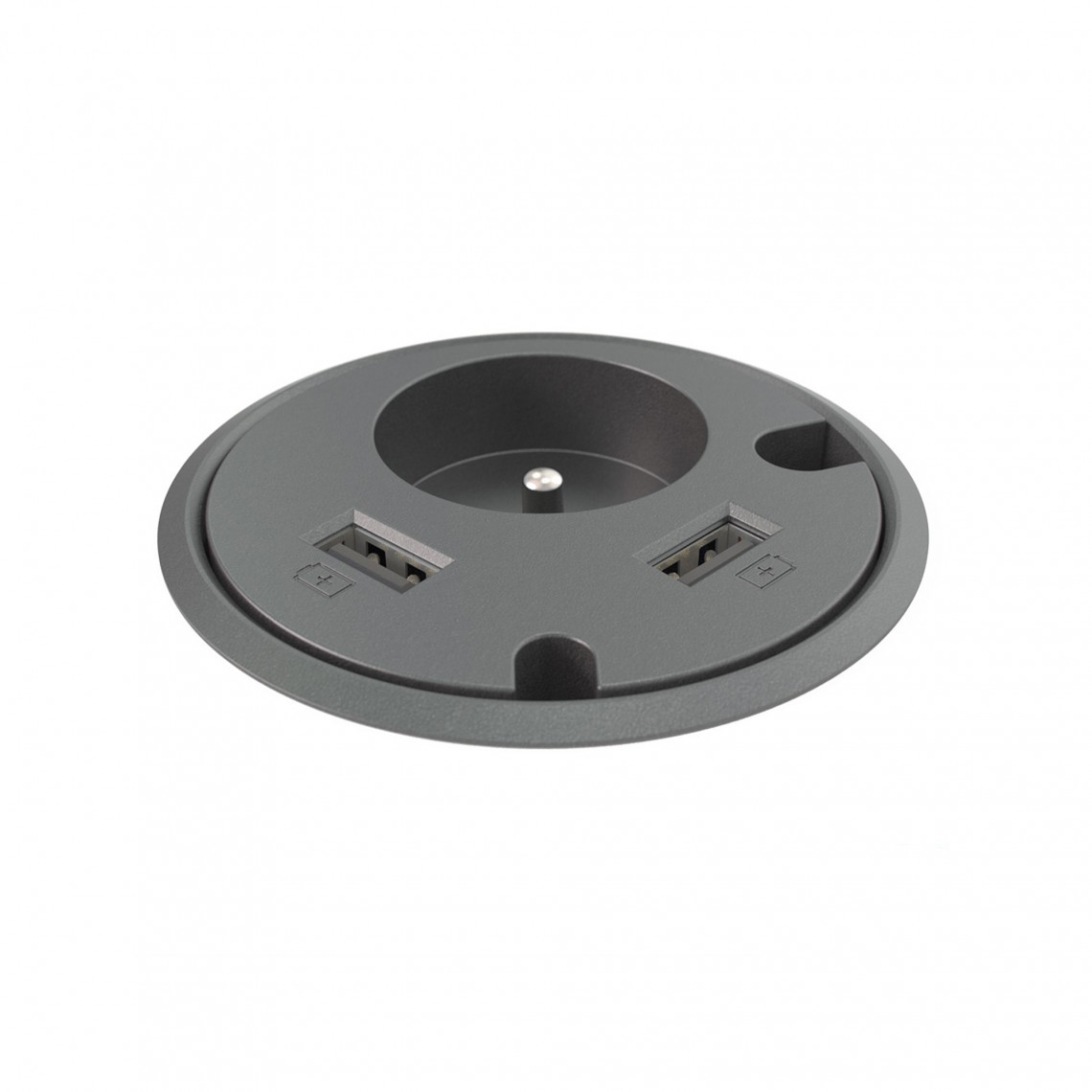 Prise pour bureau Powerdot 14 - 1 prise électrique, 2 ports USB, 2 trous de passage câble