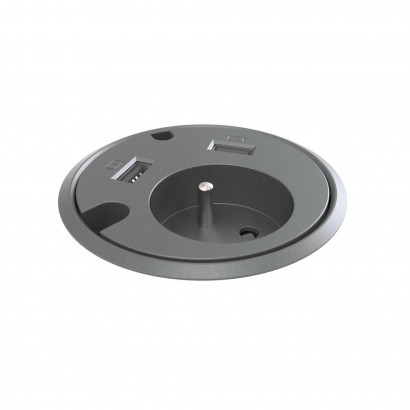Prise pour bureau Powerdot 14 - 1 prise électrique, 2 ports USB, 2 trous de passage câble
