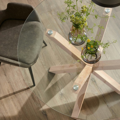 Table de salle à manger A.R - Plateau en verre rond