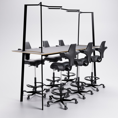 Mobilier salle de réunion 6 personnes - Table de réunion haute Gather avec chaises Capisco