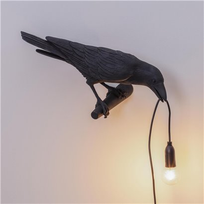 Bird Lamp Looking Right - Zwart