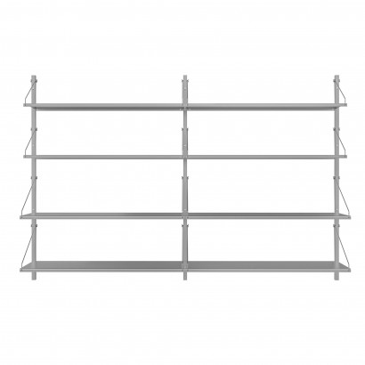 Wandrek Shelf Library Double Section - Roestvrij staal