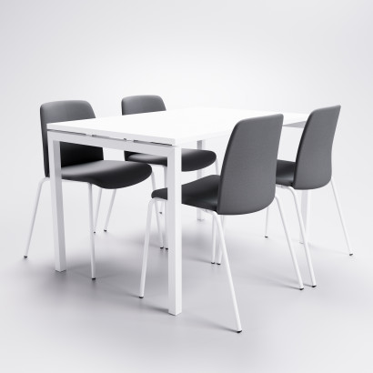 Conferentietafel SET 4-6 personen - Luna + Choice beklede stoel
